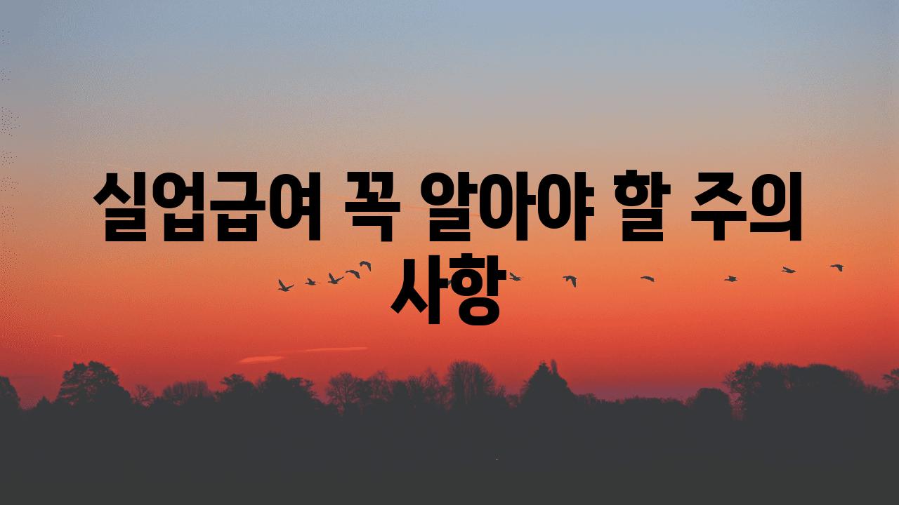 실업급여 꼭 알아야 할 주의 사항