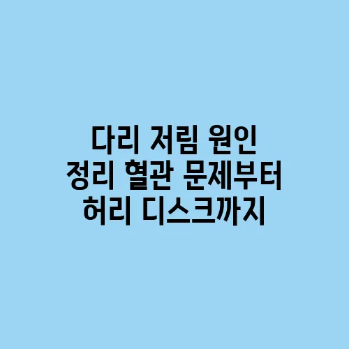 다리 저림 원인 정리 혈관 문제부터 허리 디스크까지