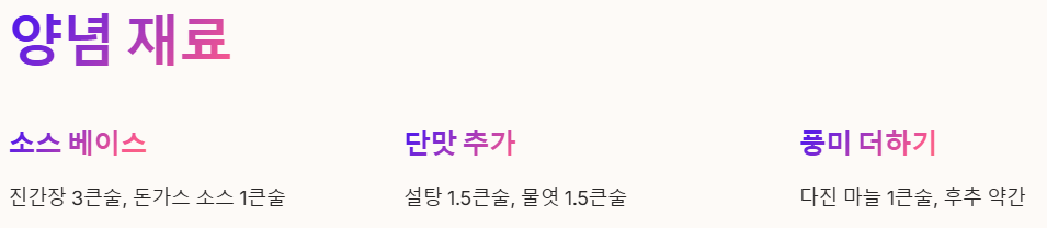 돼지목살덮밥 양념 재료