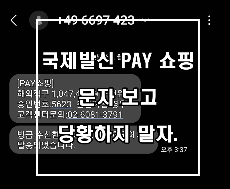  국제발신 PAY 쇼핑 문자 보고 당황하지 말자.