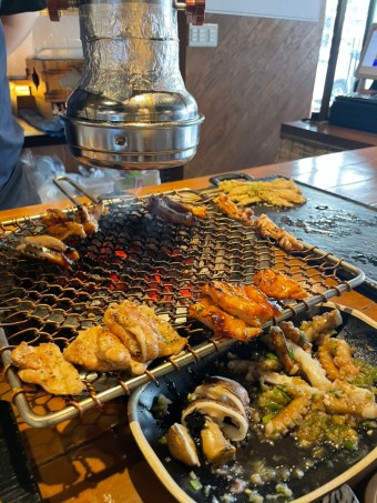 마늘 산낙지 숯불구이
