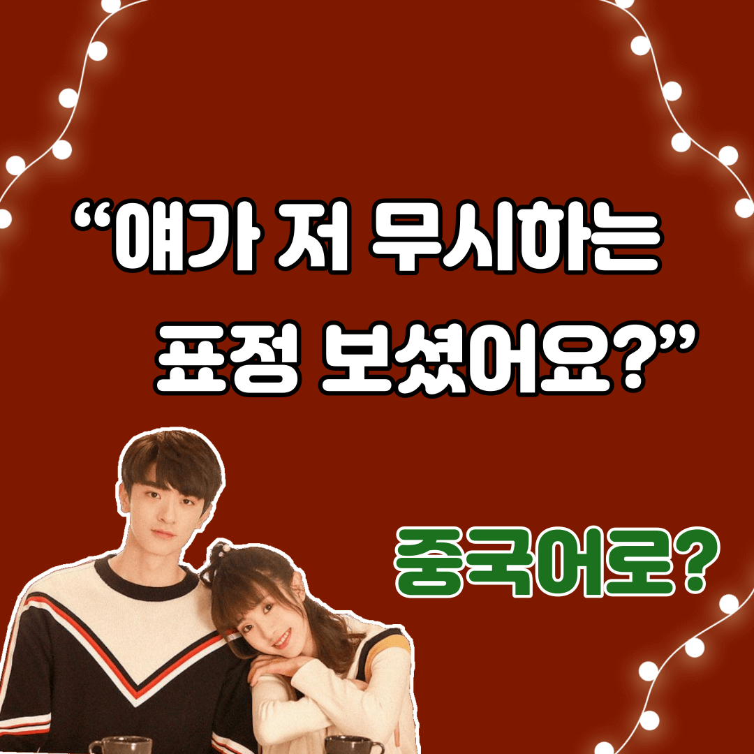 중국어한마디&quot;얘가 저 무시하는 표정 보셨어요?&quot;