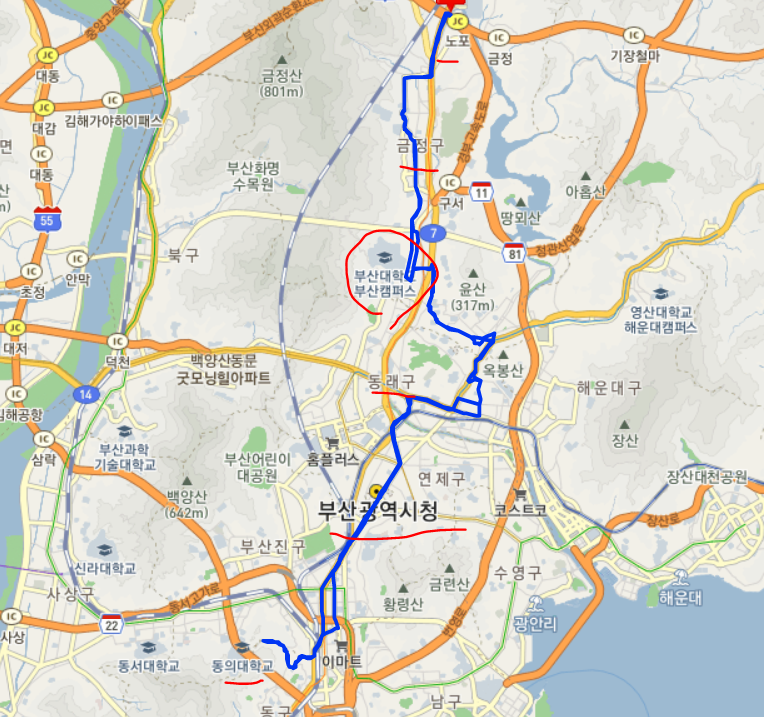  부산 29번버스 노선, 시간표 정보 :: 노포역 , 부산외대, 서면역