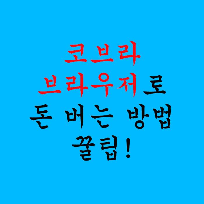  코브라 브라우저로 돈 버는 방법 꿀팁!