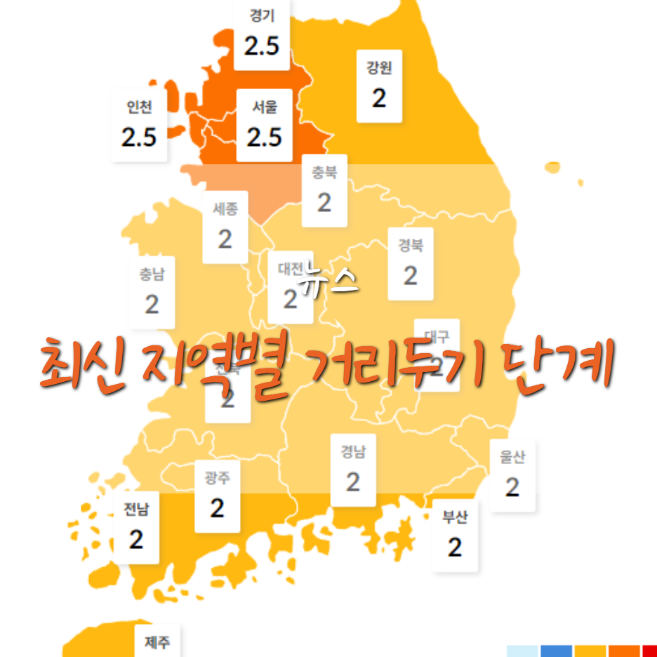  최신 전국 지역별 코로나19 거리두기 단계 (1/31)