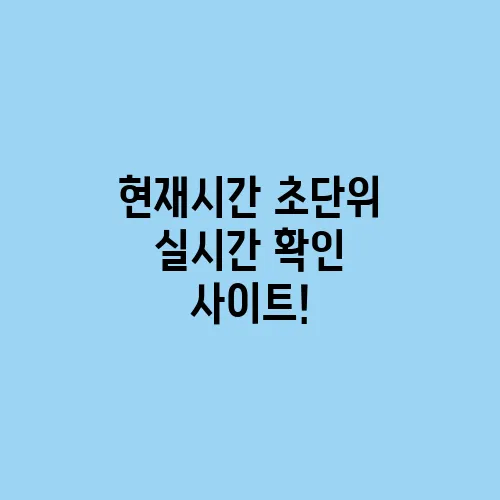 현재시간 초단위 실시간 확인 사이트!