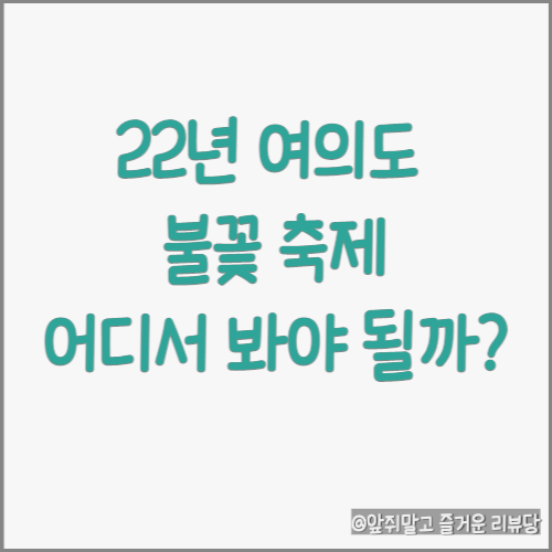  22년 여의도 세계 불꽃 축제 어디서 봐야될까? (feat. 관람 장소 추천)