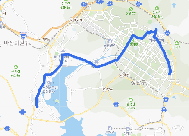  [창원] 704번버스 노선, 시간표 :  남부터미널, 경남대, 창원대, 신세계백화점