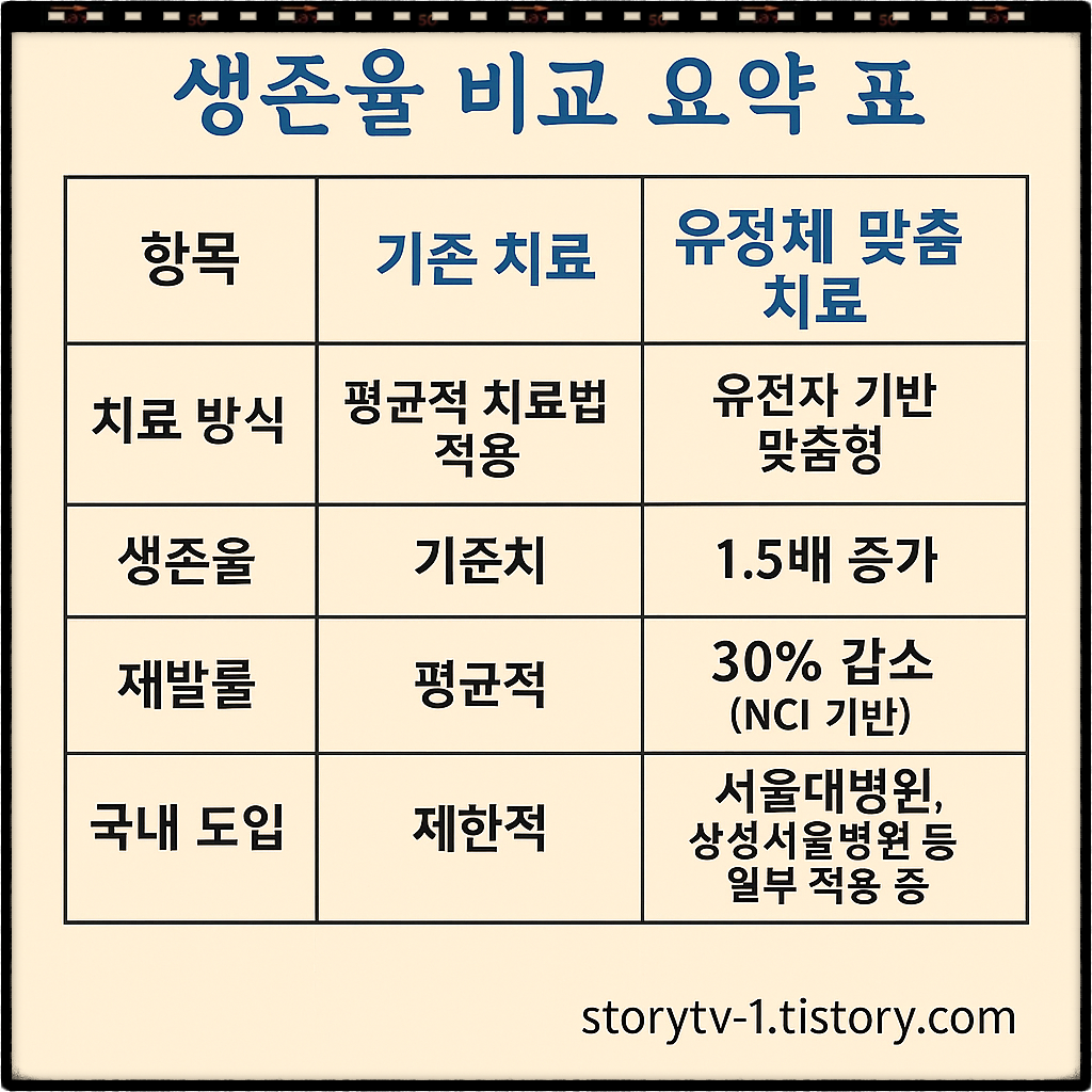 생존율 비교 요약 표