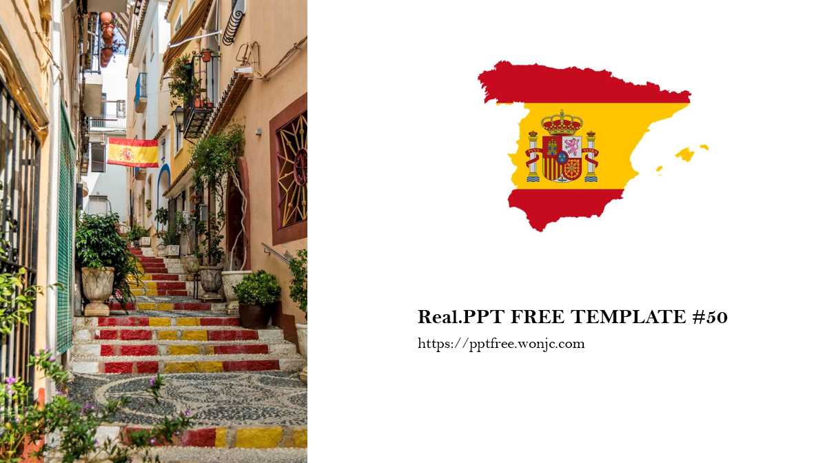 감성여행 무료 PPT 템플릿 050 - 스페인여행 스타일