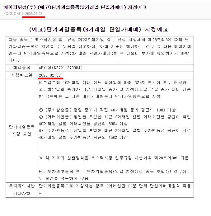 에이피위성-단기과열-예고