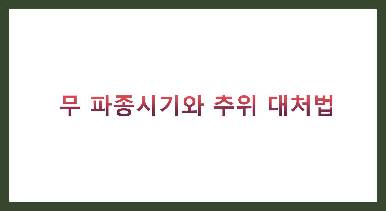 무 파종시기와 추위 대처법