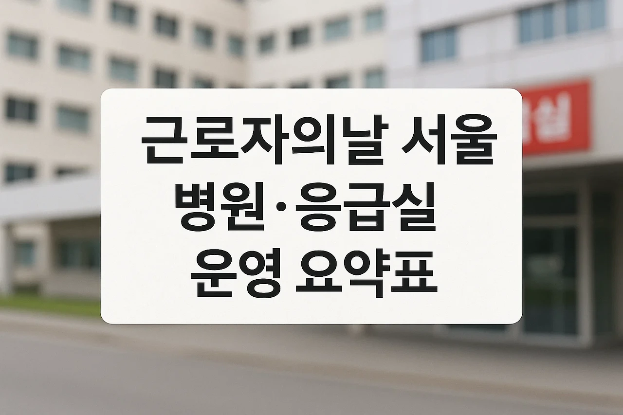 2025년 5월 1일 근로자의날, 서울 병원·응급실 운영 정보 총정리!