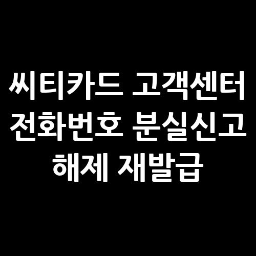 씨티카드 고객센터 전화번호 분실신고 해제 재발급