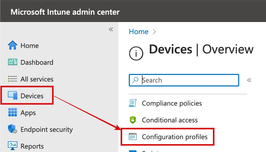 Intune configuration profiles