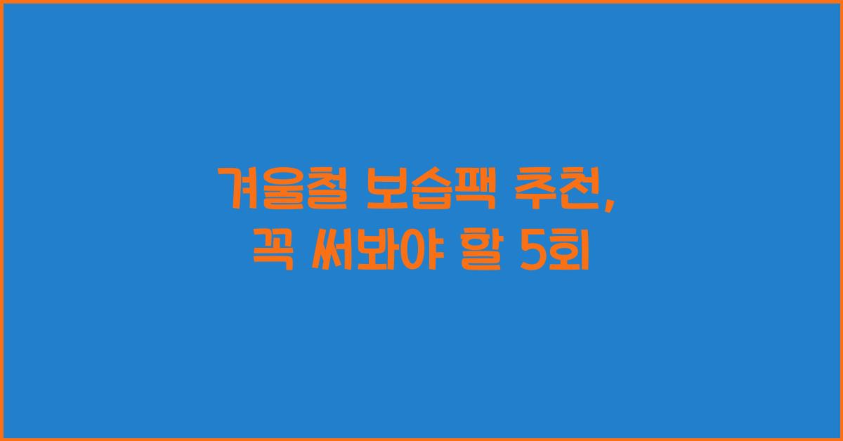 겨울철 보습팩 추천