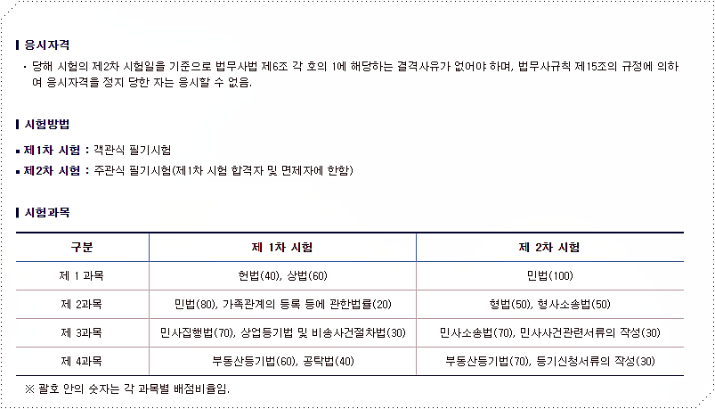 법무사 시험 과목