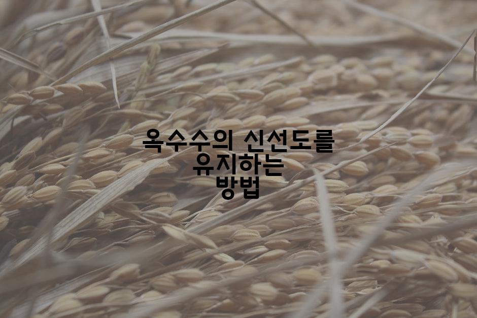 옥수수의 신선도를 유지하는 방법