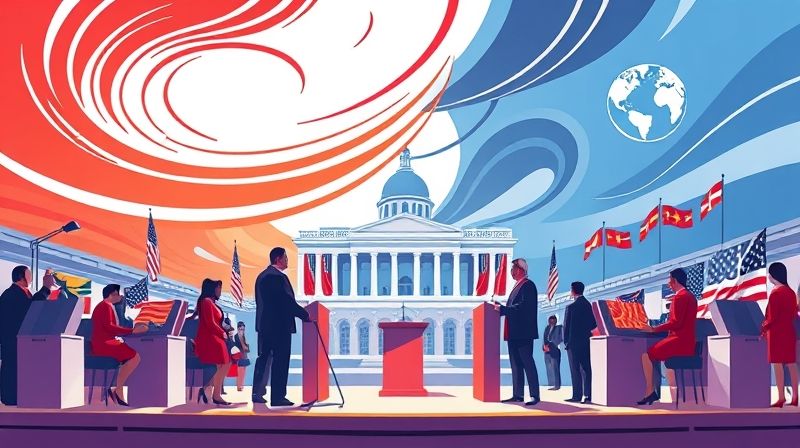 2025년 4월 23일 국내외 정치 이슈 및 트렌드를 상징하는 이미지