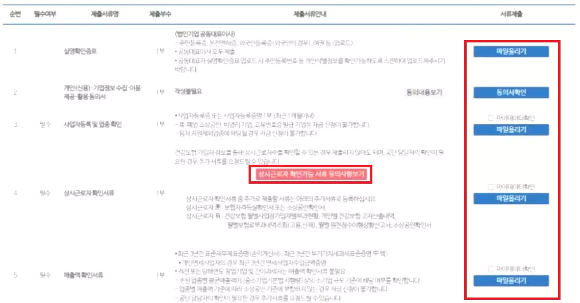 8_소상공인 청년 고용연계자금 서류제출