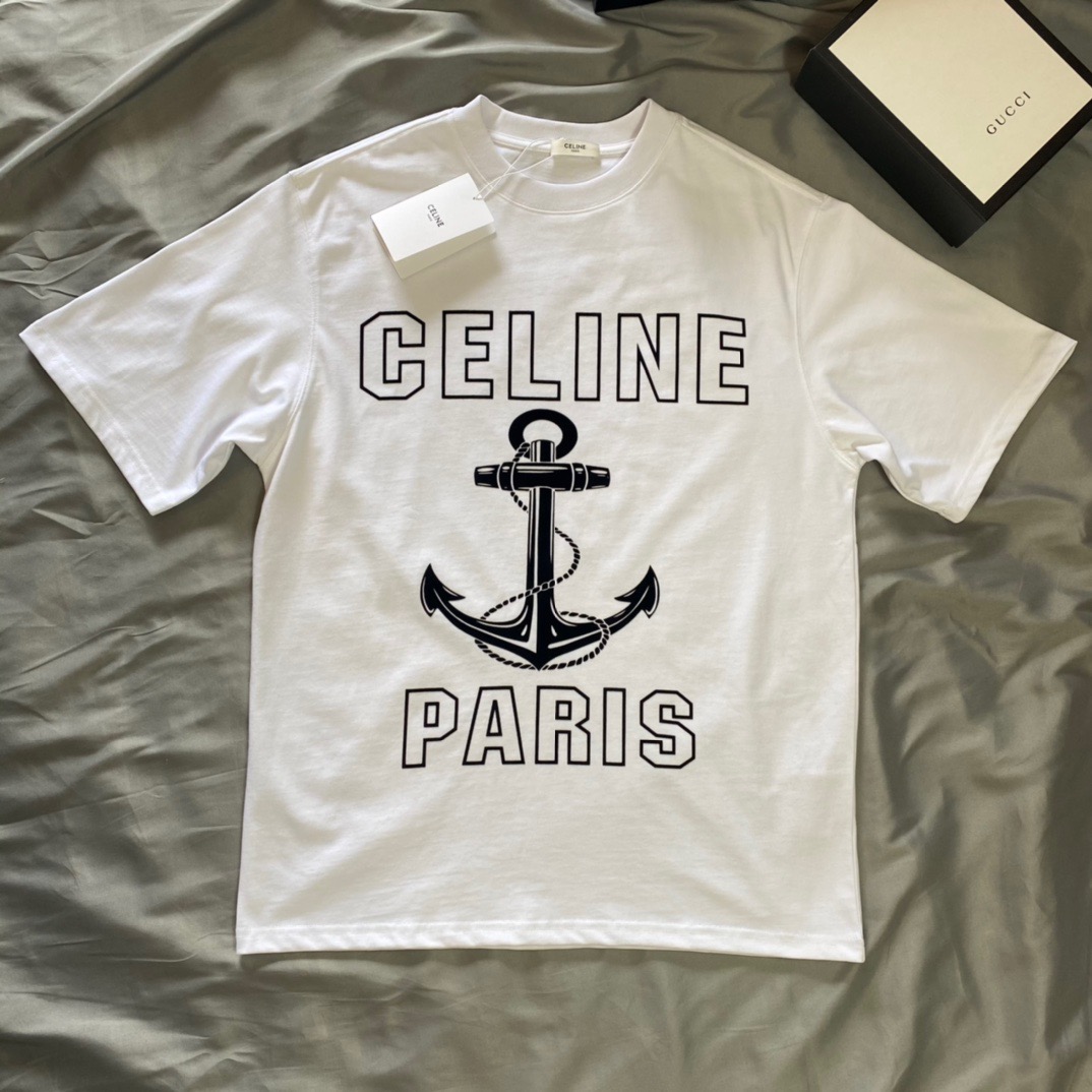  [CELINE] 셀린느 앵커 로고 프린트 반팔 티셔츠