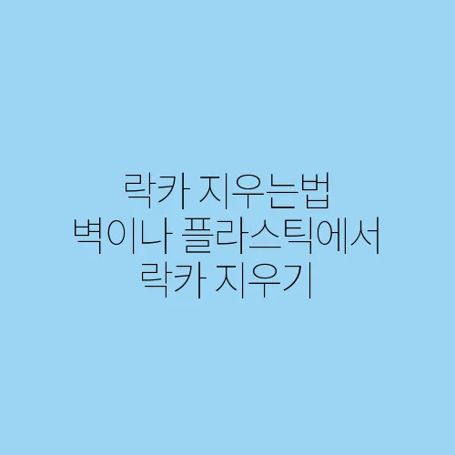 락카 지우는법 벽이나 플라스틱에서 락카 지우기