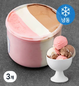 하이디 O K 삼색 아이스크림류 (냉동)&#44; 5L&#44; 3개