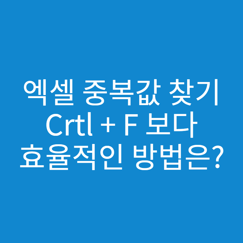  엑셀 중복값 찾기 (Ctrl F)