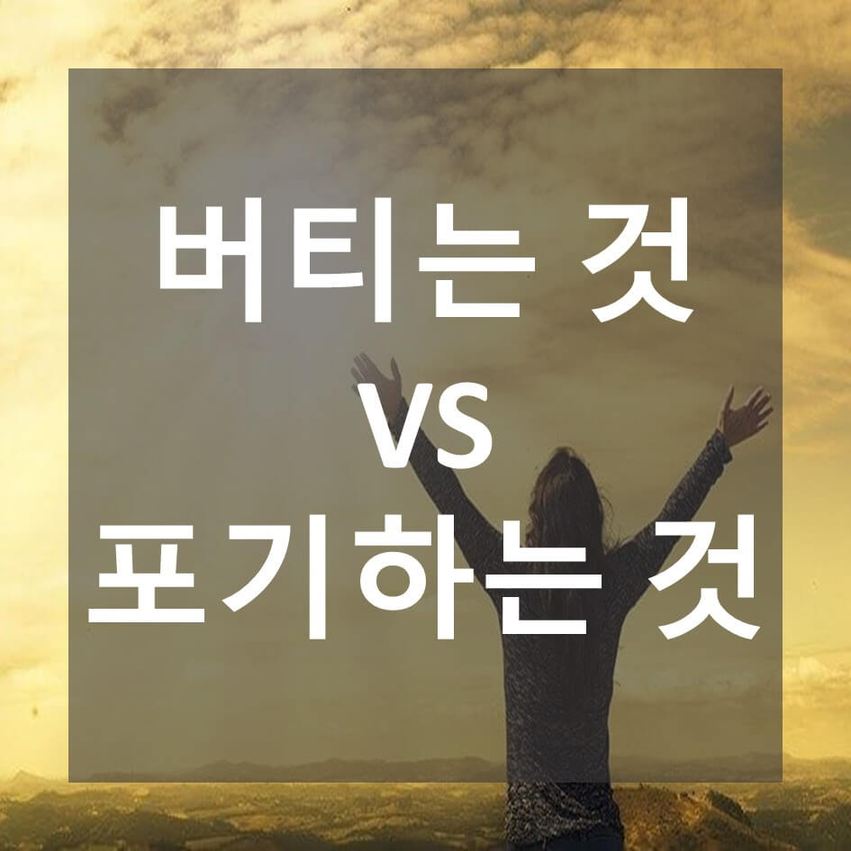  버티는 것 VS 포기하는 것 (언제 포기하고, 언제 버텨야 할까?)