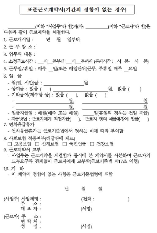  알바 근로계약서 작성하는 방법(초보사업주, 알바생)