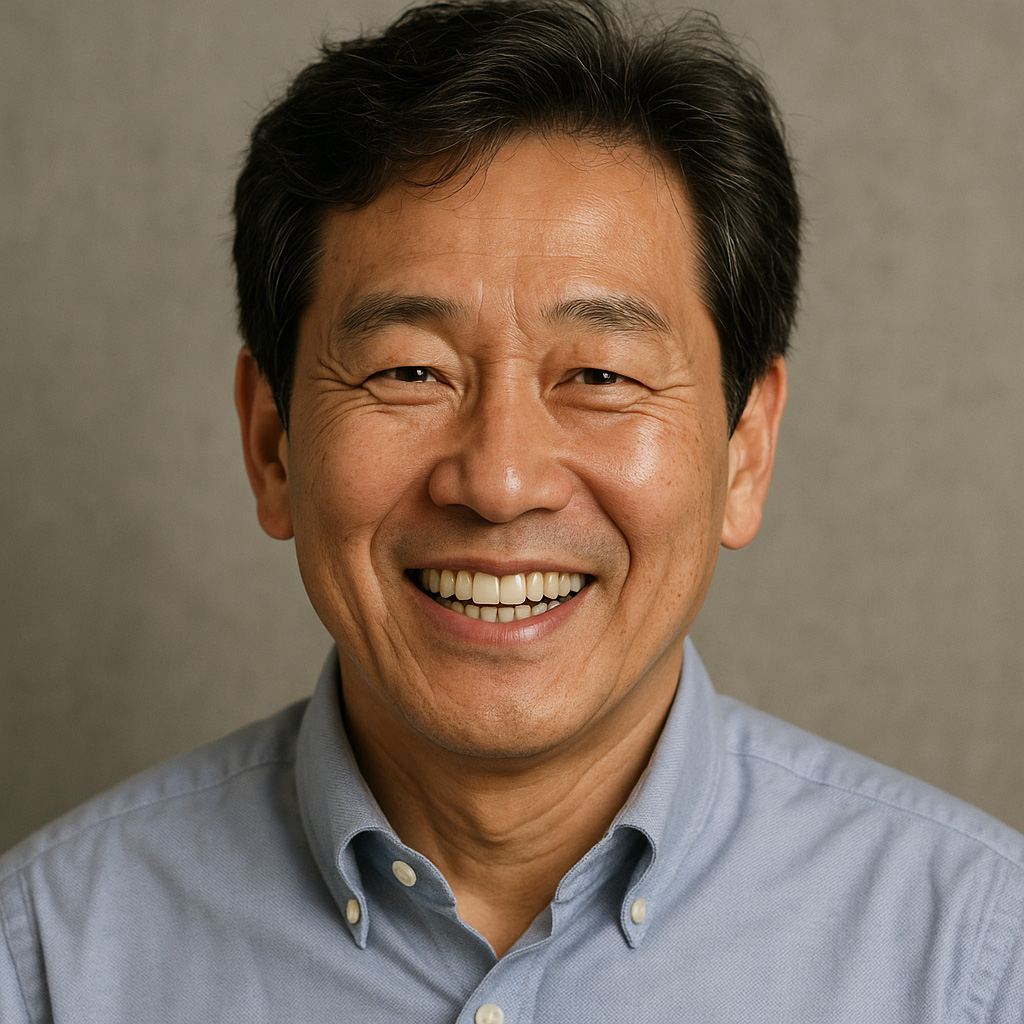 밝게 웃고 있는 50대 남성