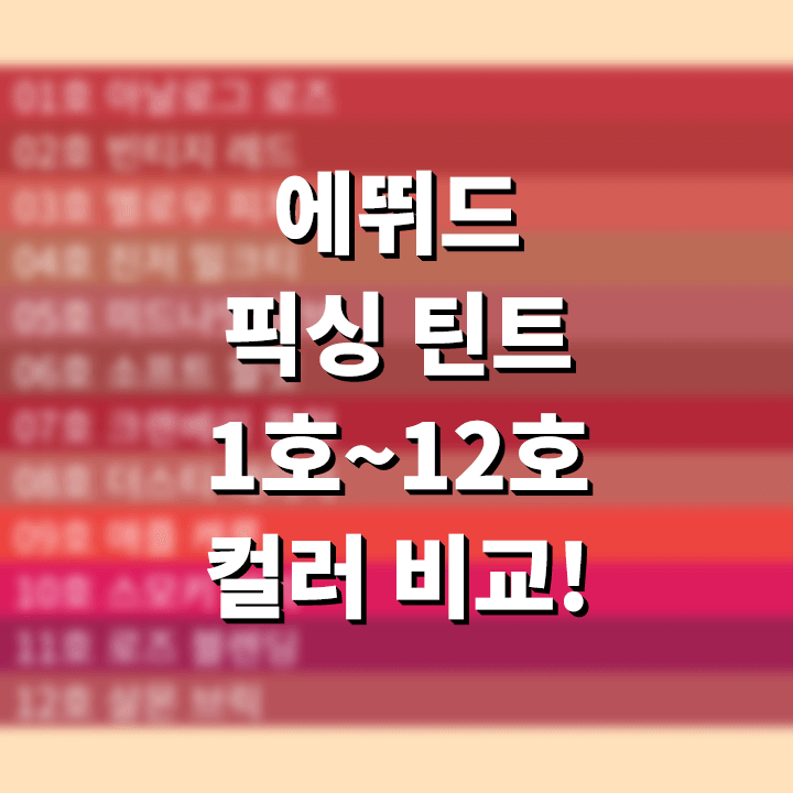  에뛰드 픽싱 틴트 전 색상 1호부터 12호까지 비교
