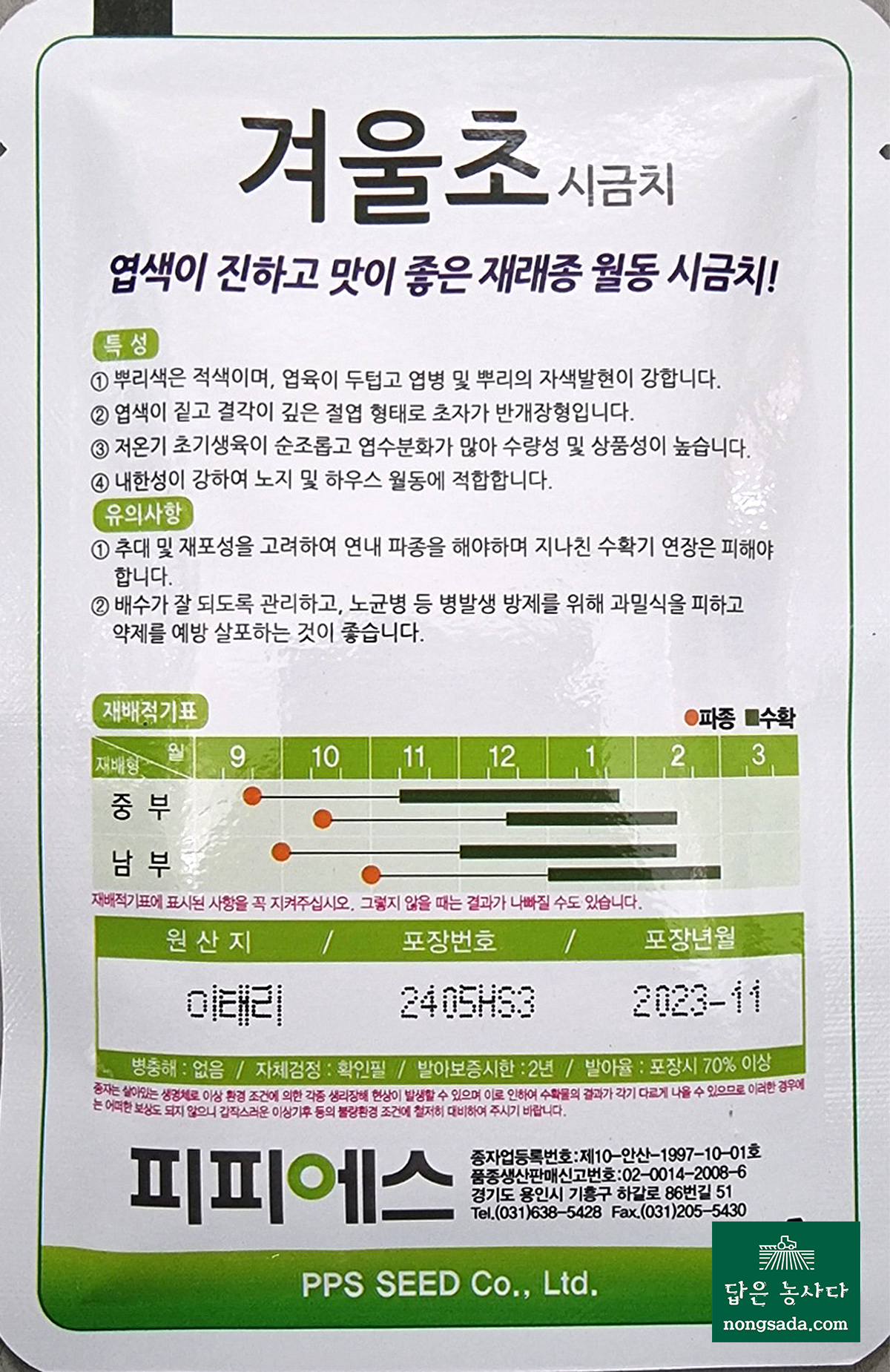 겨울초 시금치 씨앗종자: 내한성이 강해 노지 및 하우스에서의 월동 재배 추천