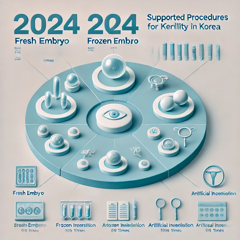 2024 난임 시술 종류와 지원 횟수 비교표 – 신선배아 20회, 동결배아 10회, 인공수정 5회 지원