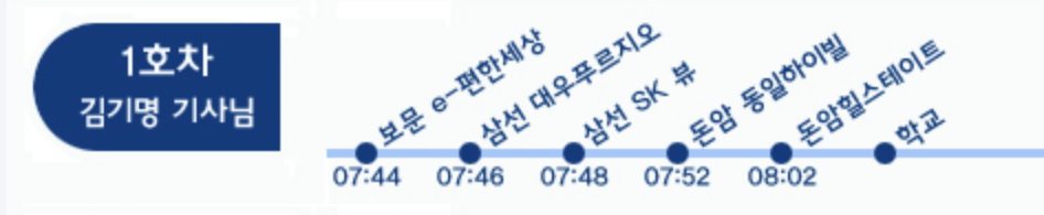 매원초 1호차 셔틀 노선 시간표