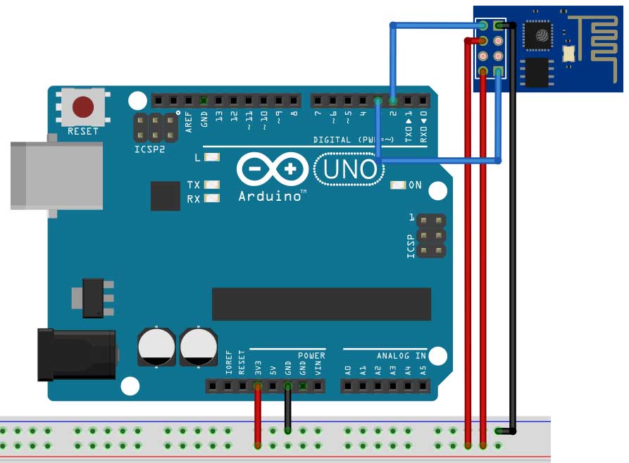 Arduino board and ESP01 wiring