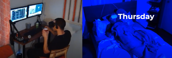 1주일-VR-가상현실-장기간-체험하기-오티스-생방송모습-잠자는모습