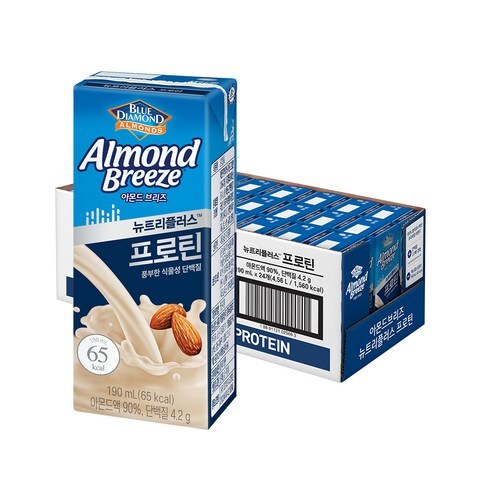  최고의 단백질 보충제! 블루다이아몬드 아몬드 브리즈 뉴트리플러스 프로틴 190ml, 24개 사용 후기