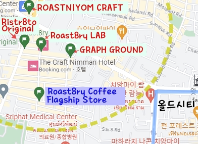 치앙마이 카페 투어 ③ : 님만해민의 핫한 카페들 (Ristr8to&#44; Roast8ry Lab&#44; GRAPH&#44; ROASTINGYOM) _ 구글맵 지도