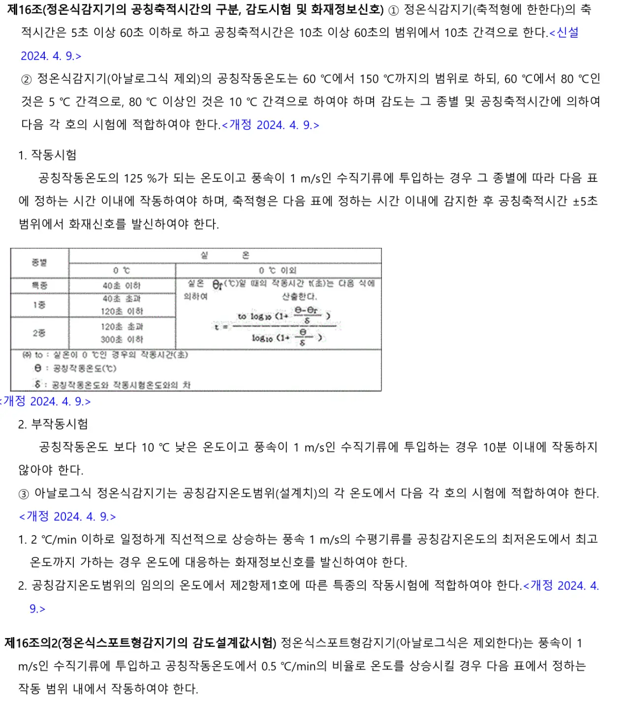 정온식감지기 시험