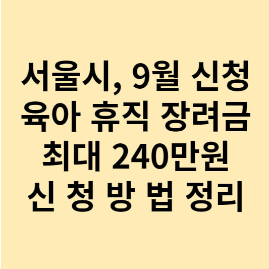 서울시&#44; 9월 신청&#44; 육아 휴직 장려금 최대 240만원 신청방법 정리