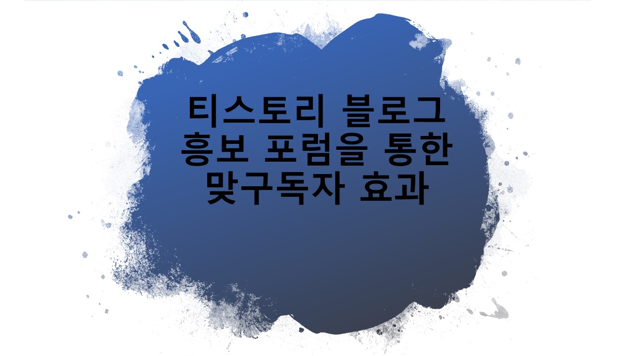 티스토리 블로그 흥보 포럼을 통한 맞구독자 효과
