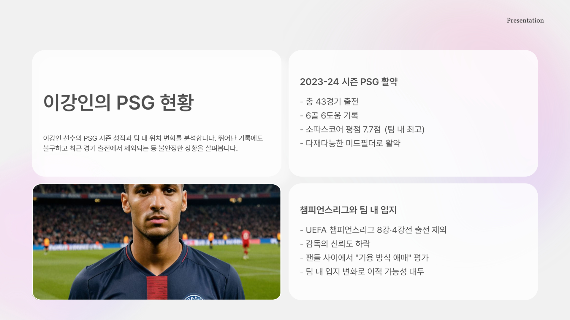 PSG에서의 입지 흔들리는 이강인