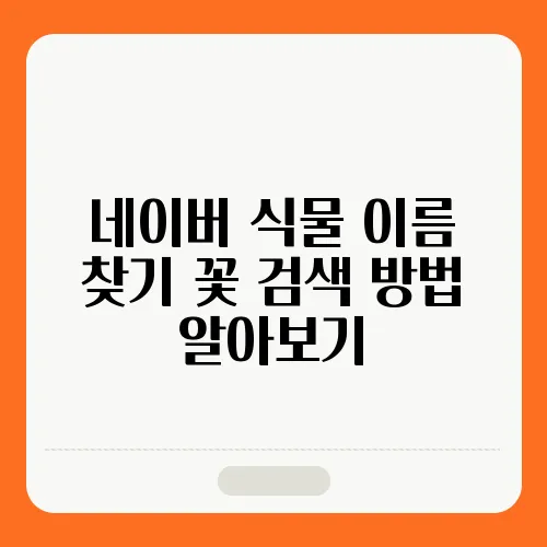 네이버 식물 이름 찾기 꽃 검색 방법 알아보기