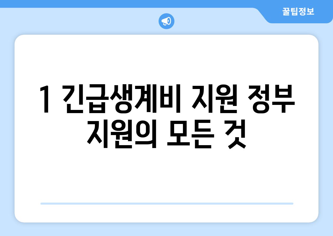 1. 긴급생계비 지원: 정부 지원의 모든 것