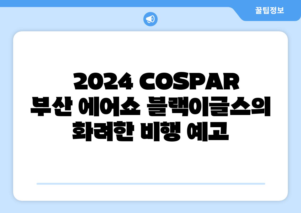   2024 COSPAR 부산 에어쇼 블랙이글스의 화려한 비행 예고