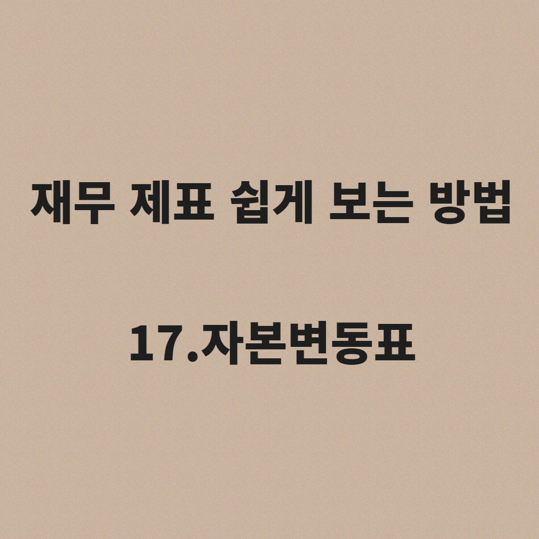  재무제표 보는법 17.자본변동표