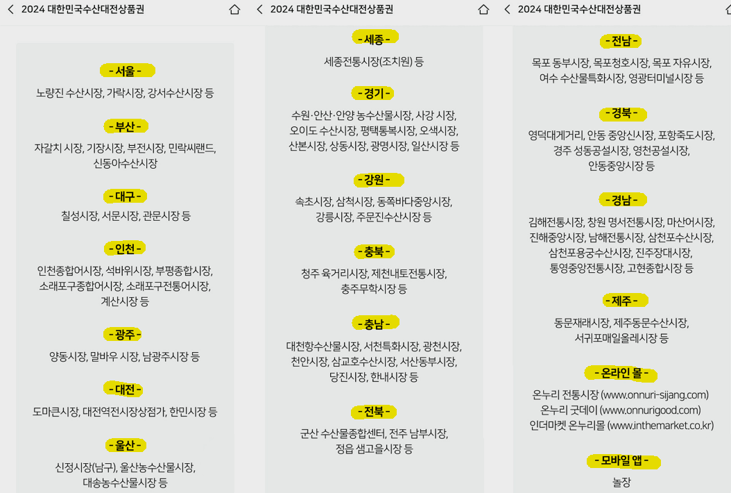 2024 대한민국 수산대전 상품권 사용처 및 환불 안내