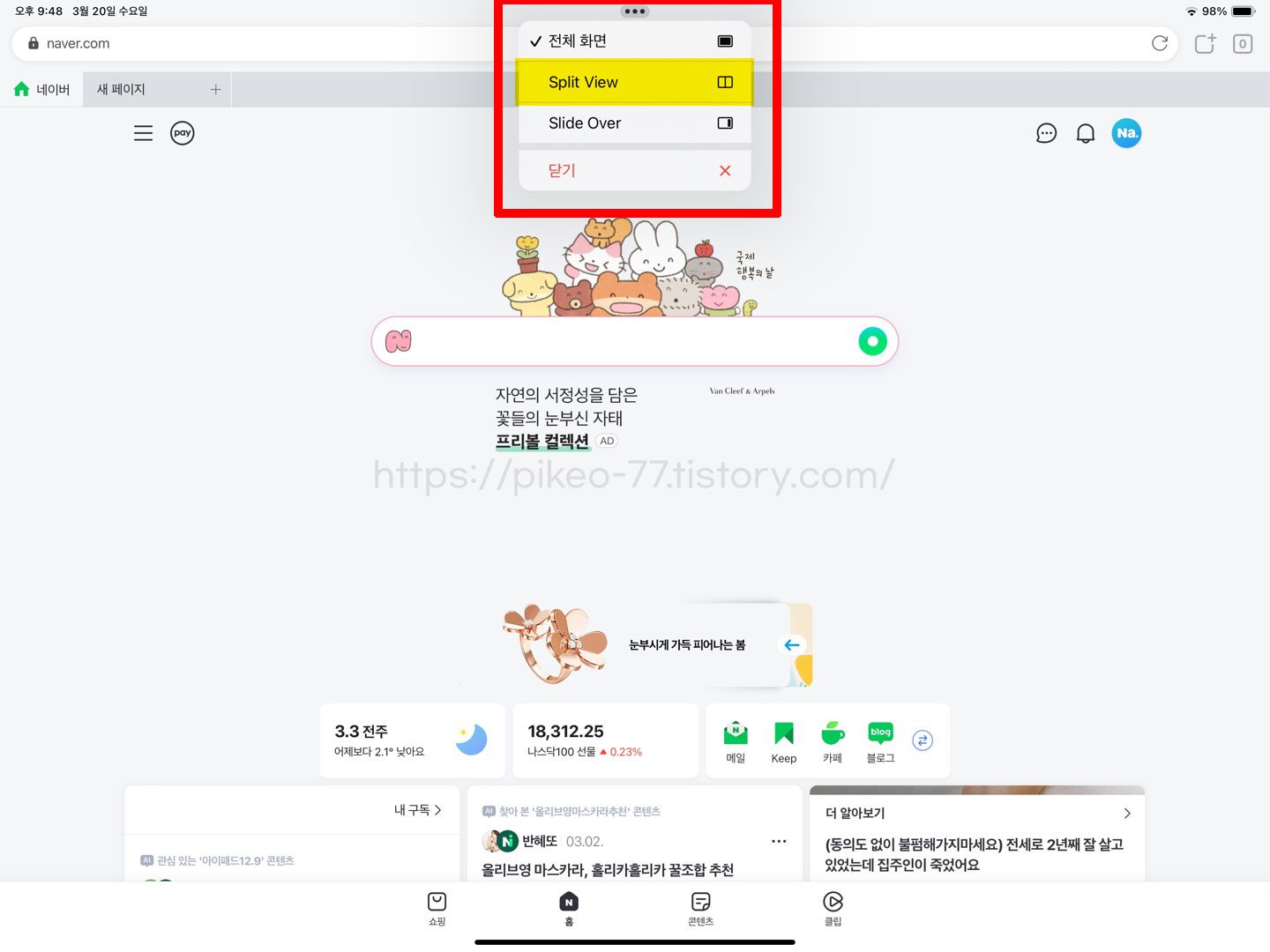 아이패드 화면 분할 멀티태스킹
