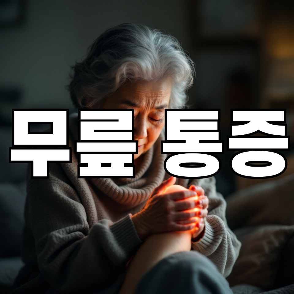 무릎 통증을 느끼는 60대 한국 여성의 모습